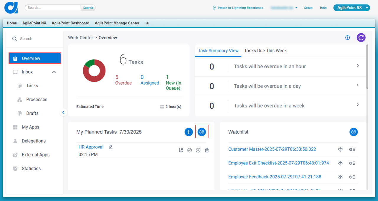 Click Manage Planned Tasks