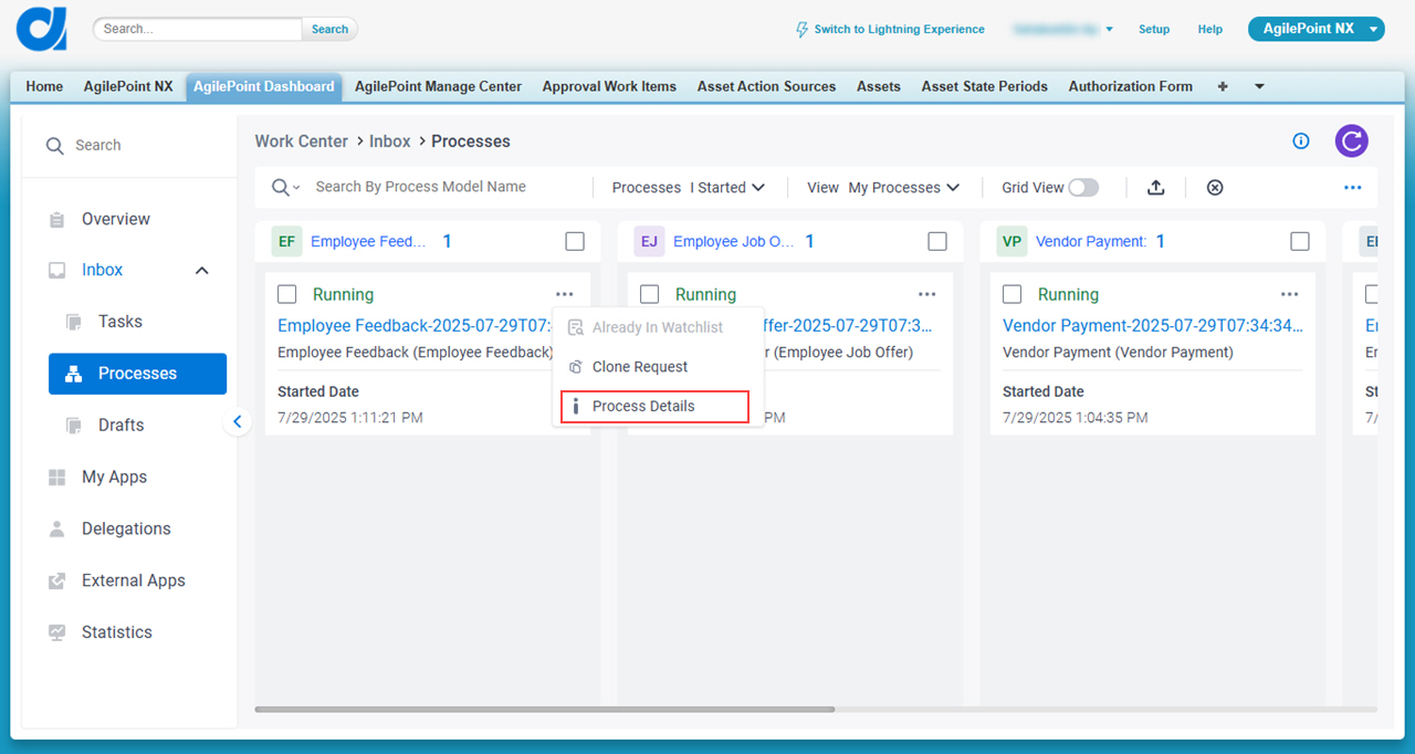 Click Process Details