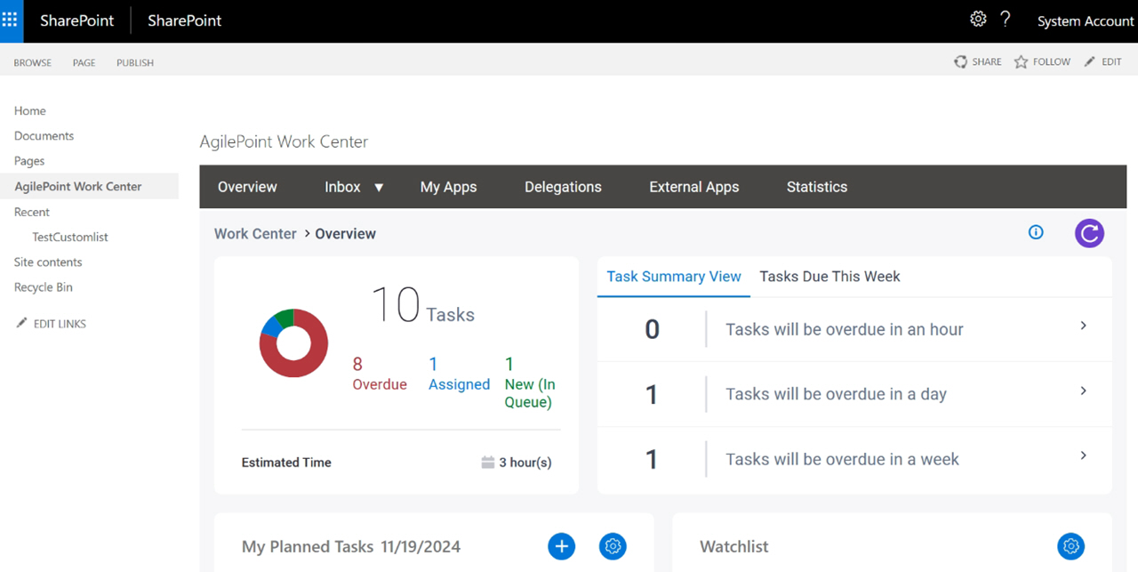 Shows AgilePoint Nx Portal