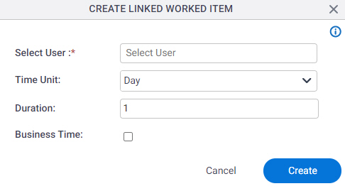 Create Linked Work Item screen