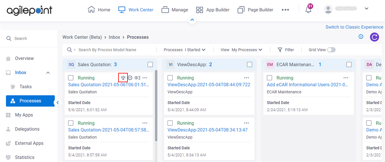 Click View Process