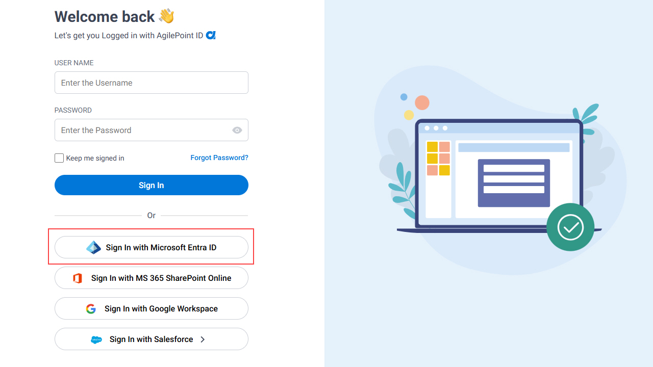 AgilePoint Sign In with Salesforce screen