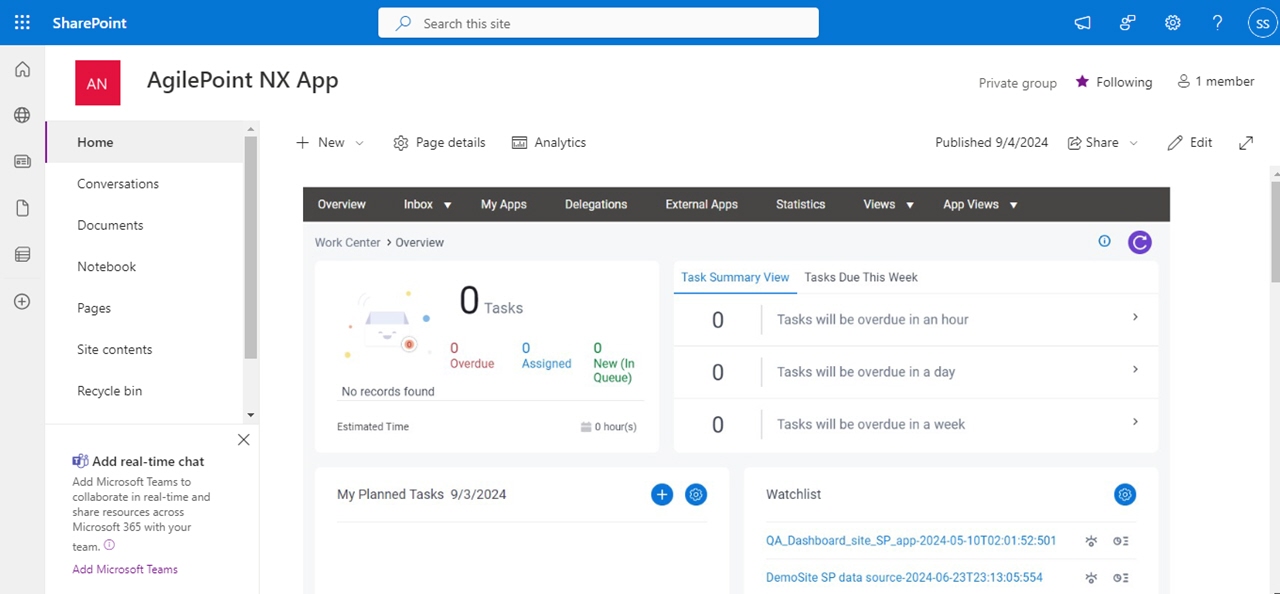 Shows AgilePoint Nx Portal