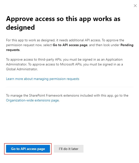 Click Go to API access page