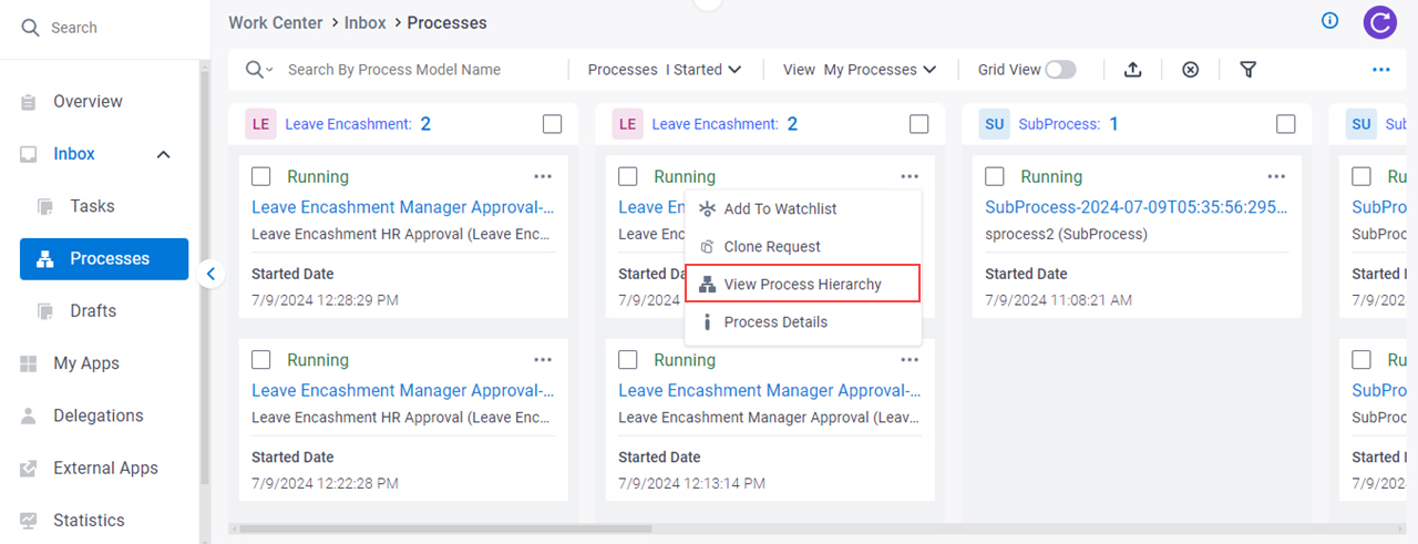 Click View Process Hierarchy