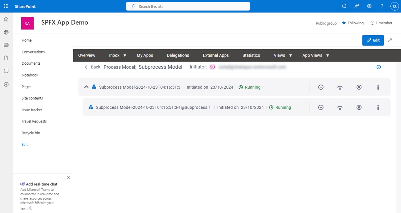 Process Hierarchy screen