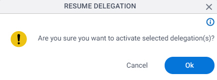 Resume Delegation screen