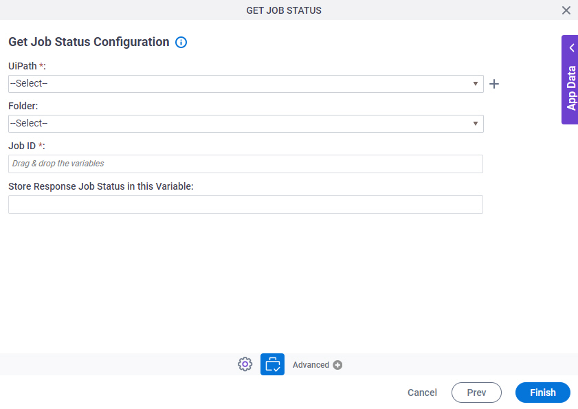 Get Job Status Configuration screen