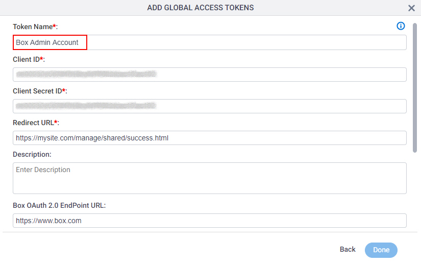 Box Access Token screen