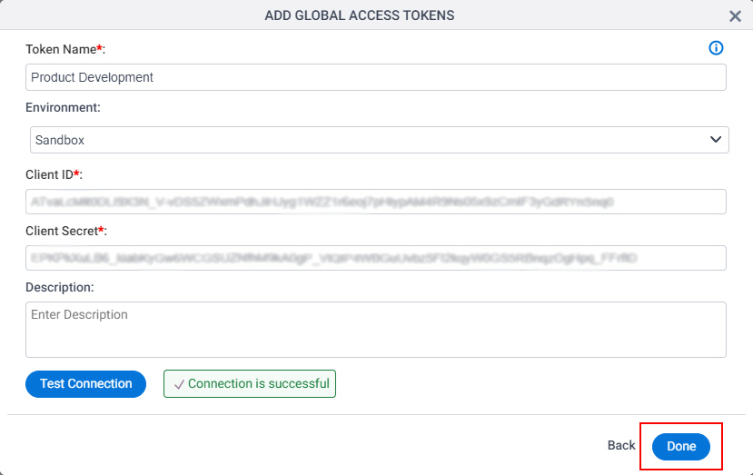 PayPal Access Token screen