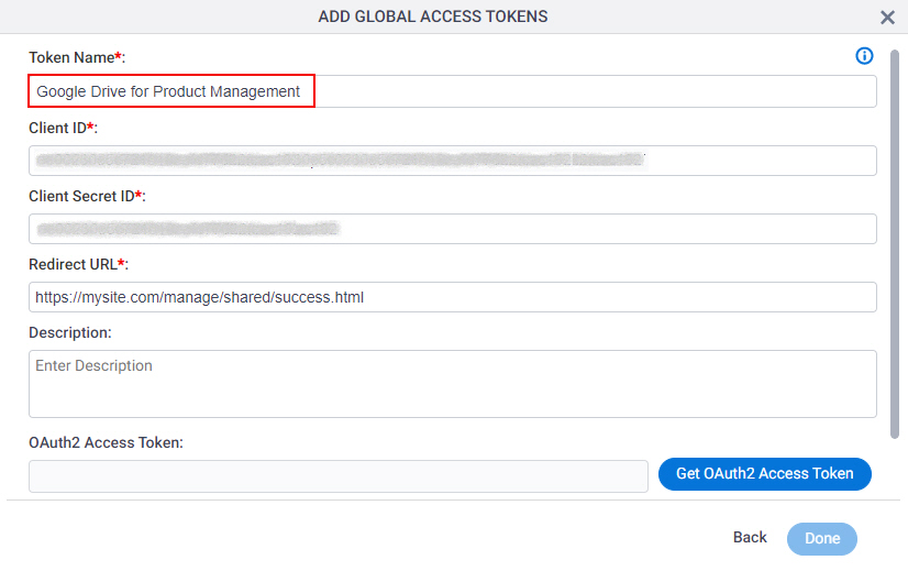 Dropbox Access Token screen