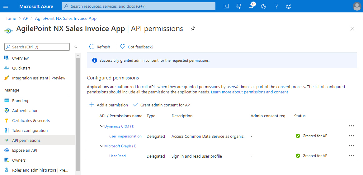 Added Dynamics Crm Permissions