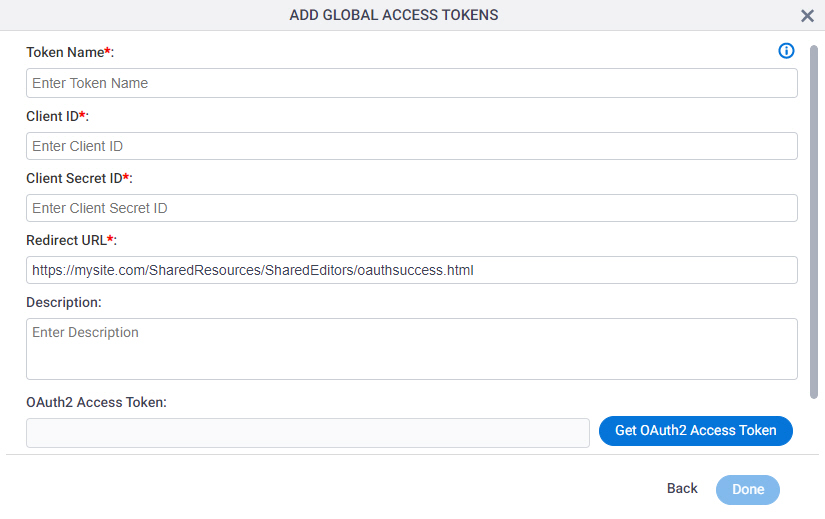 OneDrive Global Access Token screen