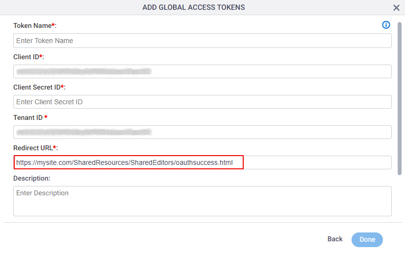 AgilePoint NX OneDrive for Business Access Token screen