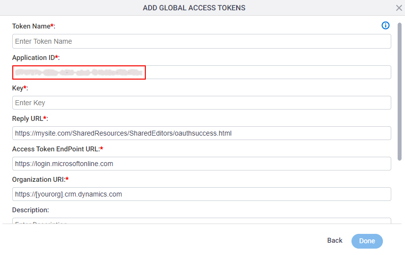 Common Data Service Access Token screen