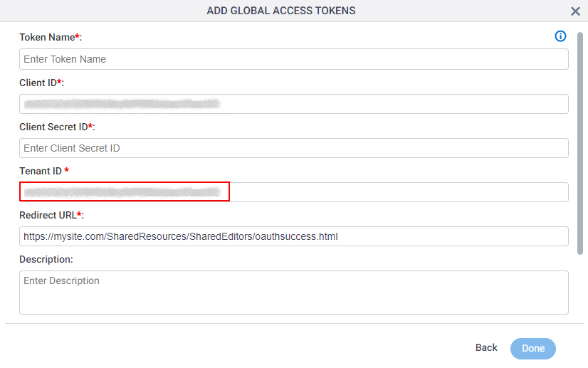 OneDrive for Business Access Token screen