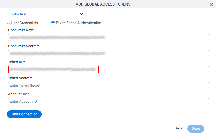 NetSuite Access Token Configuration screen