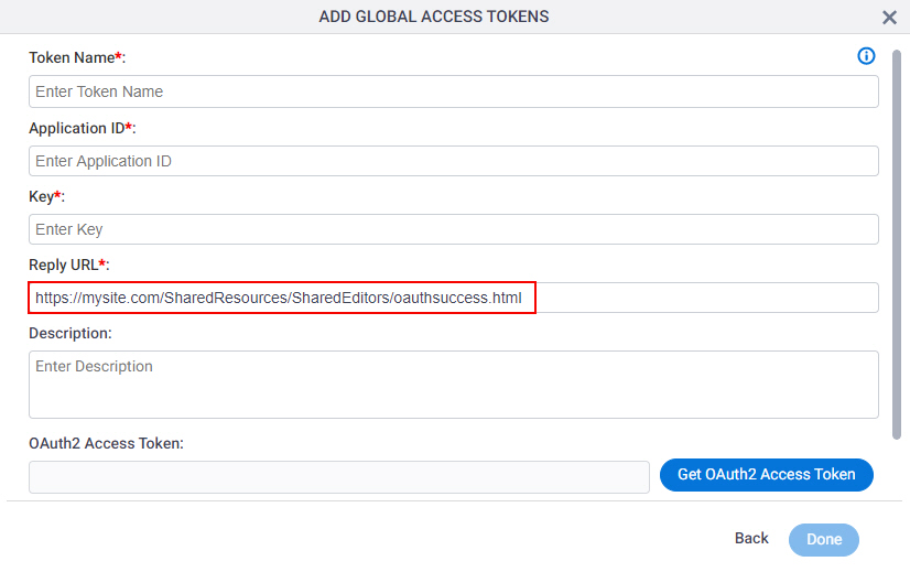 AgilePoint NX Power BI Access Token screen