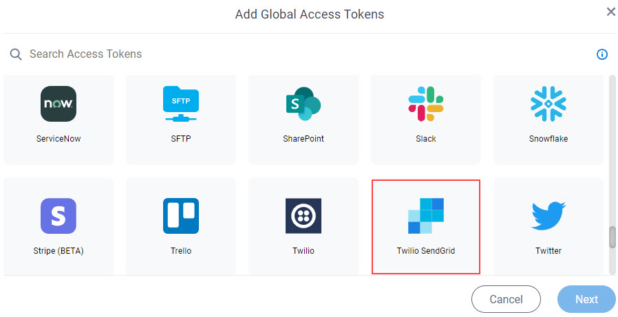 Select Twilio SendGrid Access Token