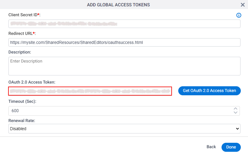 OneDrive Access Token screen