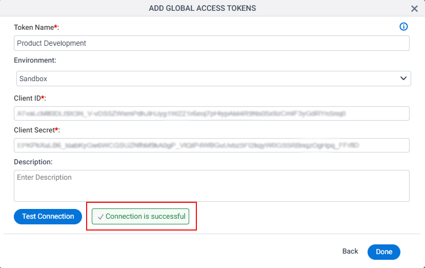 PayPal Access Token screen