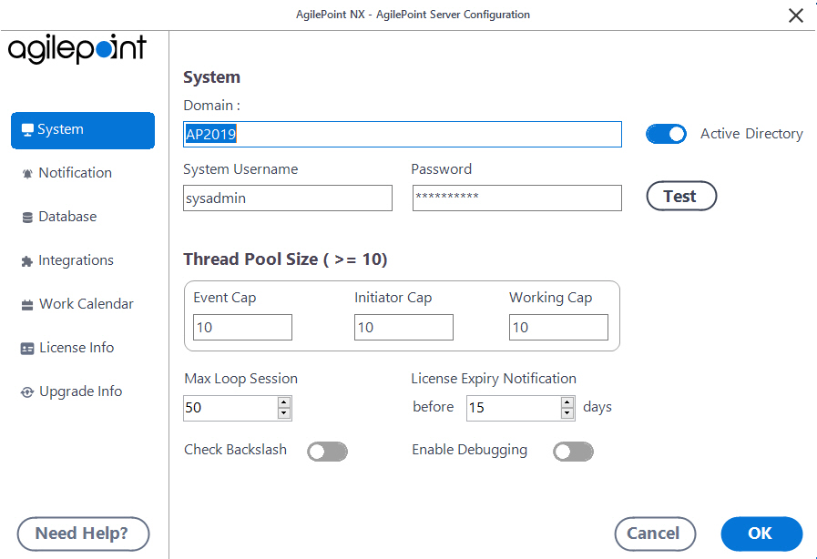 AgilePoint Server Configuration Utility