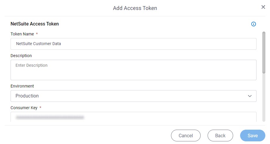 NetSuite Access Token Configuration screen