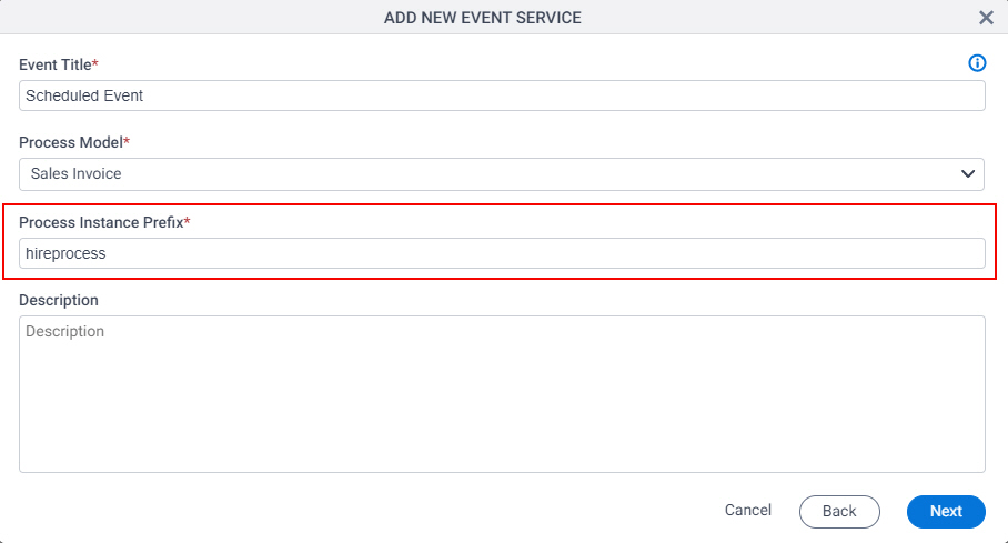 Scheduled Service Process Instance Prefix field