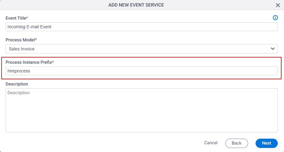 Incoming E-mail Process Instance Prefix field