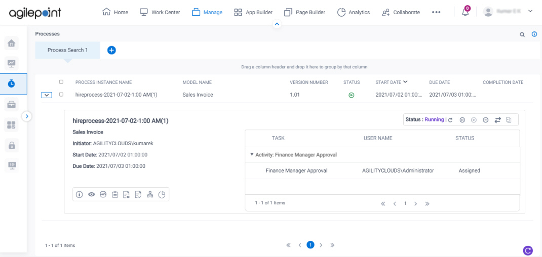 Running Process screen Scheduled Event Service