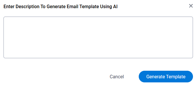 Enter Description To Generate Email Template Using AI screen