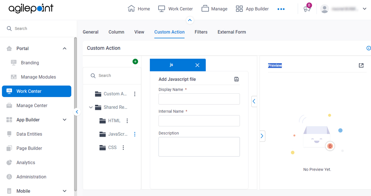 Add JavaScript File tab