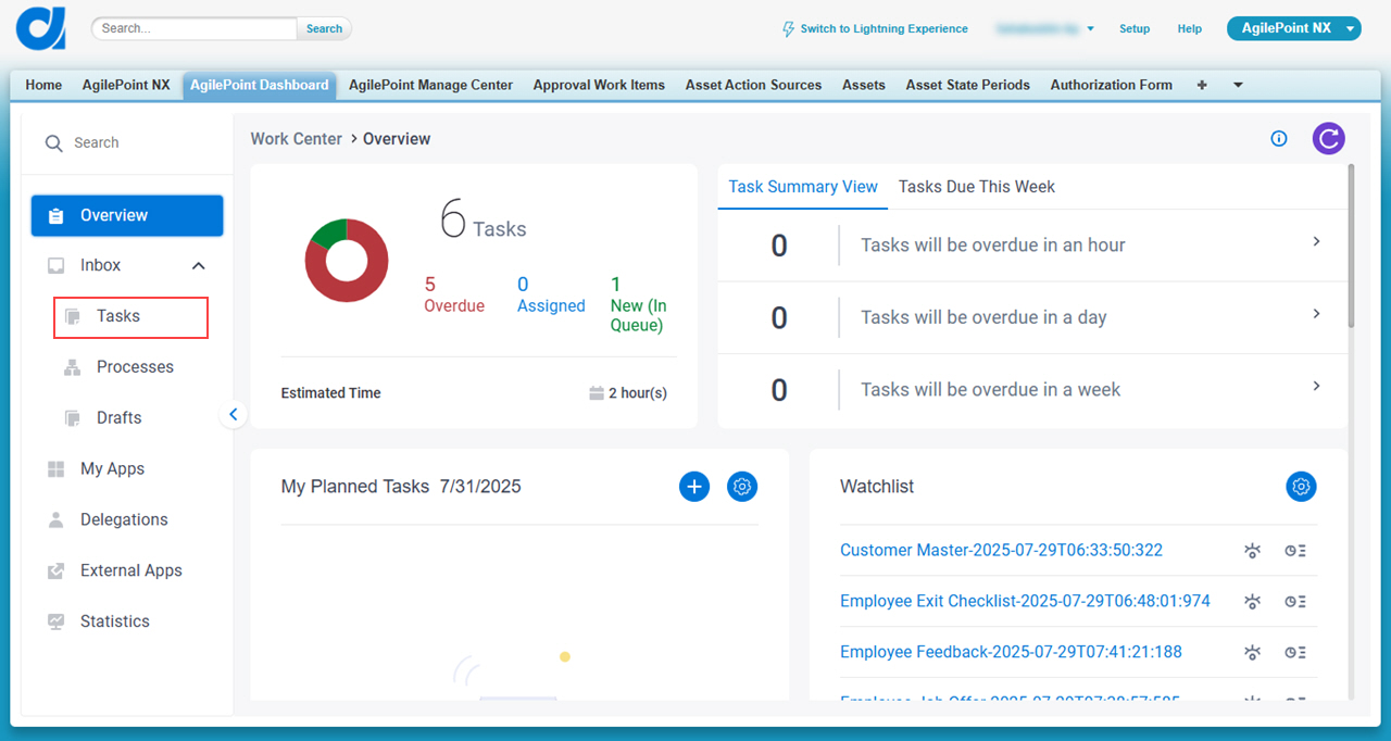 Click Inbox Tasks
