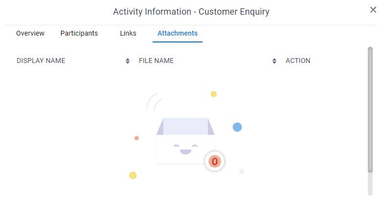 Activity Information Attachments tab
