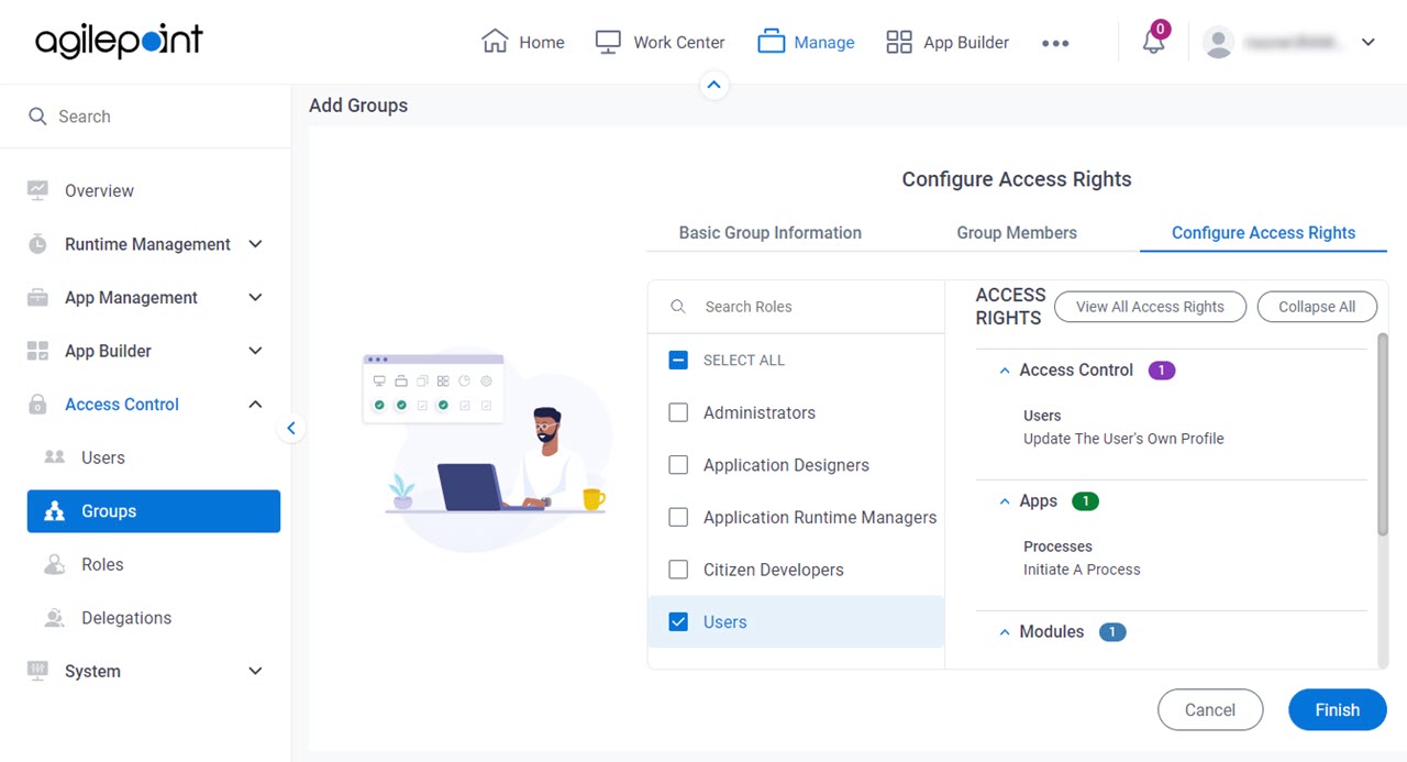 Add Group Configure Access Rights tab