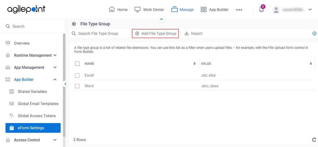 Click Add File Type Group