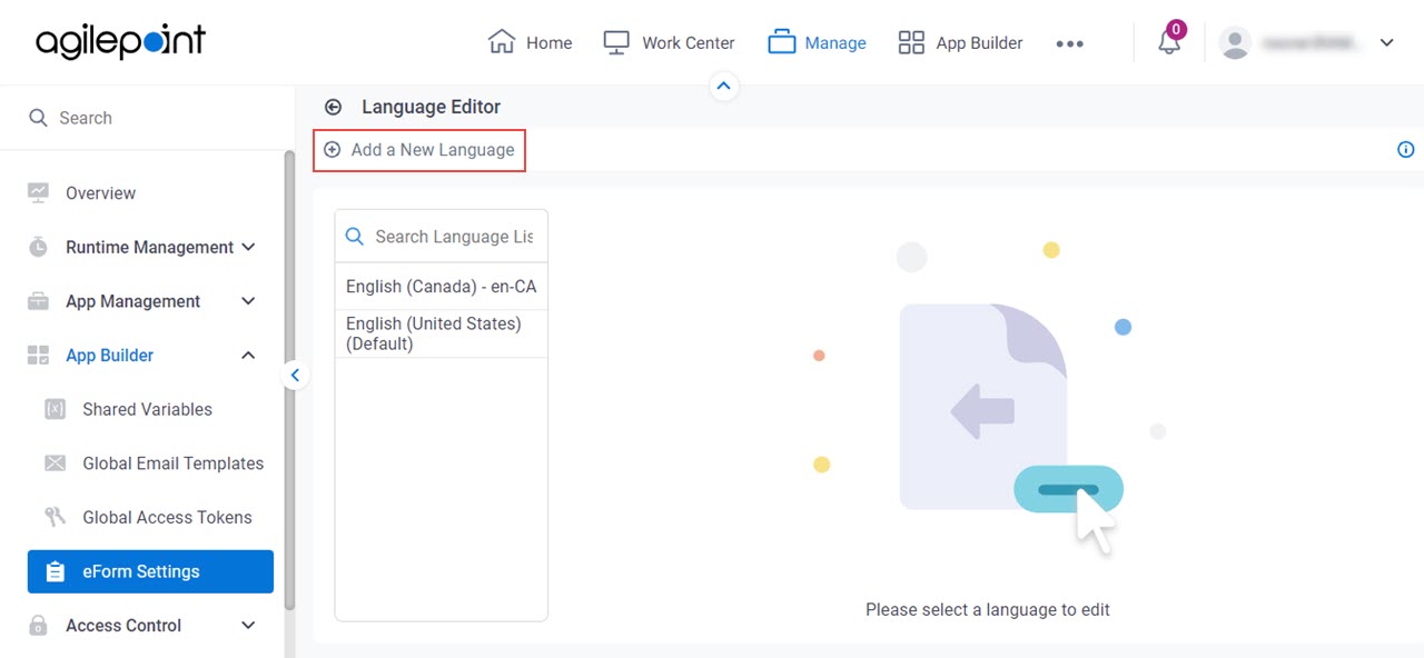 Click Add New Language icon