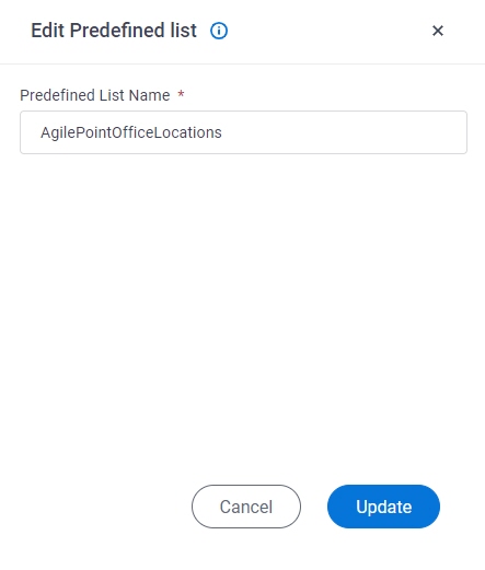 Edit Predefined List screen