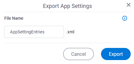 Export App Settings screen