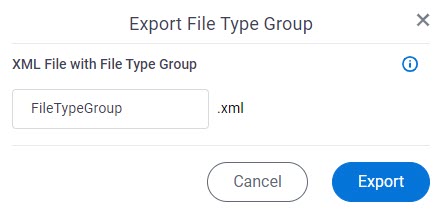 Export File Type Group screen