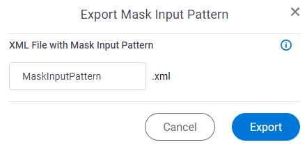 Export Mask Input Pattern screen