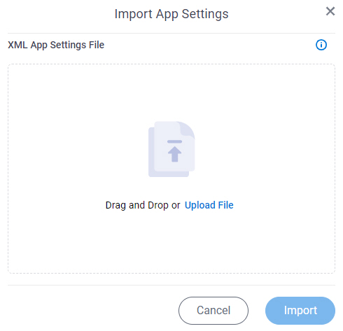 Import App Settings screen