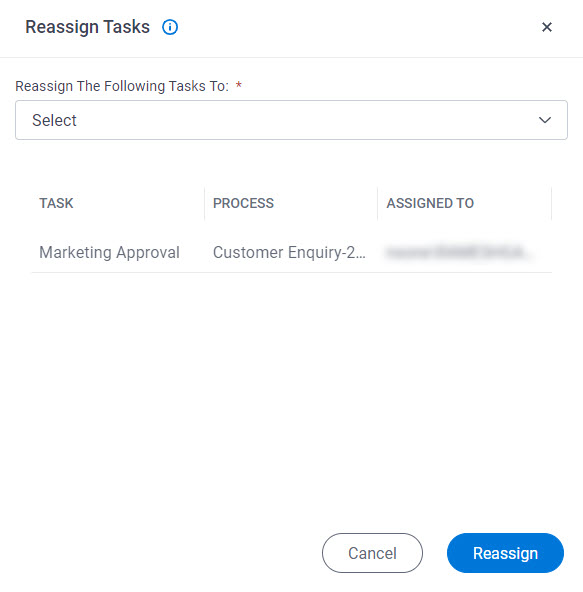 Reassign Tasks screen