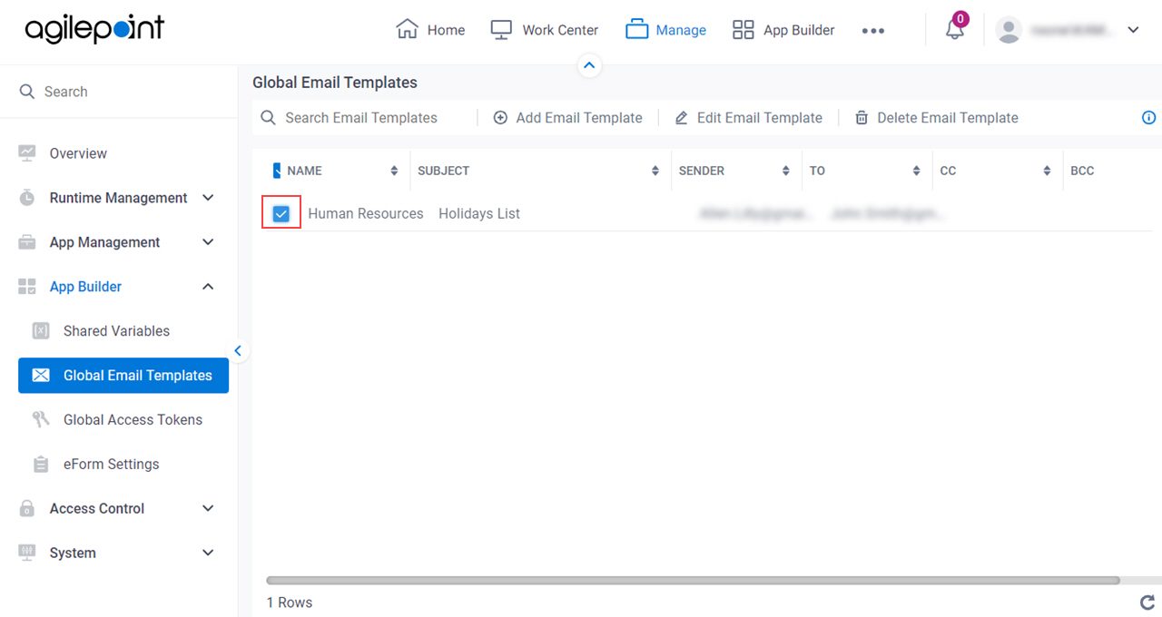 Select Email Template