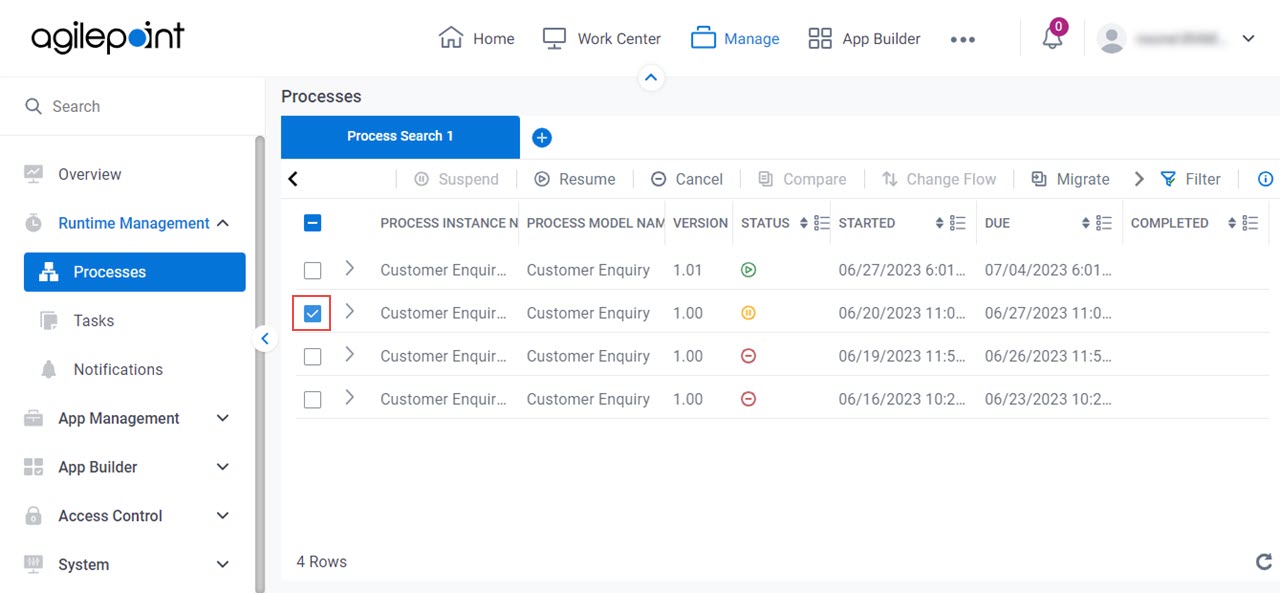 Select Suspended Process