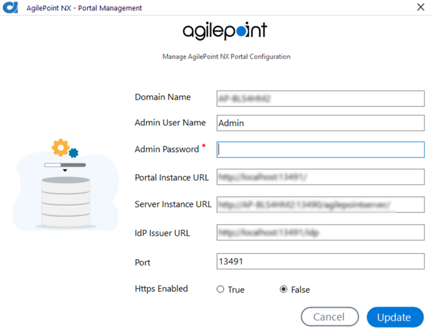 Manage AgilePoint NX Portal Configuration screen