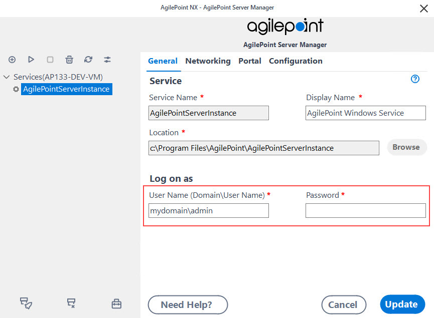 AgilePoint Server Manager screen