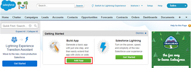 Salesforce Home screen