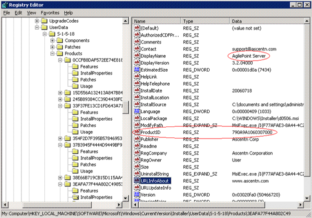 Registry Editor screen