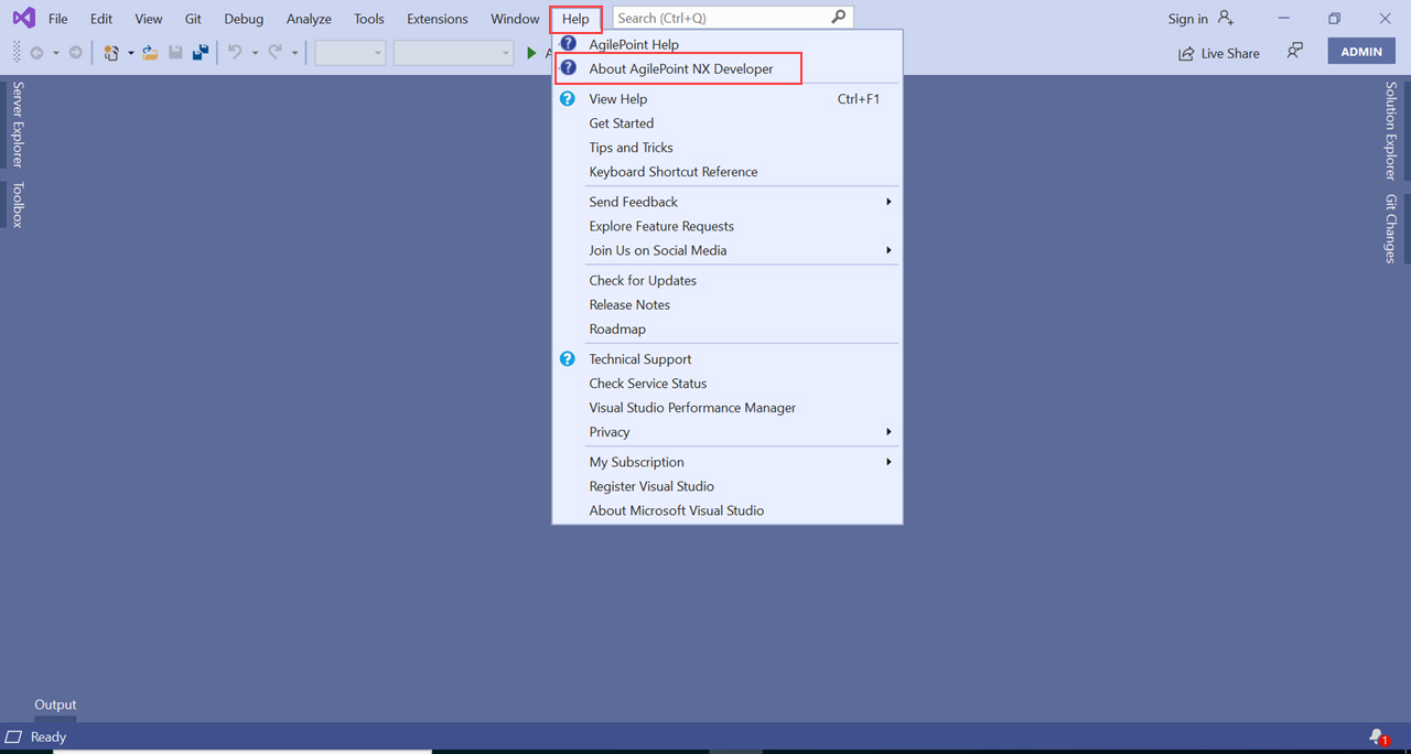 Open Microsoft Visual Studio screen